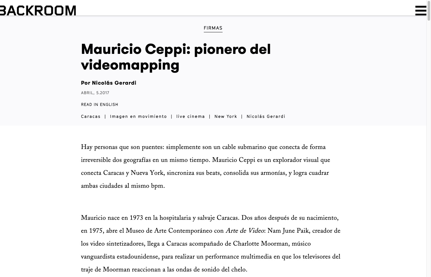 Mauricio Ceppi — Backroom Caracas